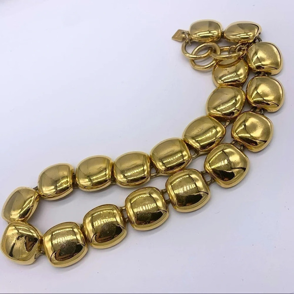 Anne Klein Vintage Gold Square Links Necklace - Picture 2 of 7
